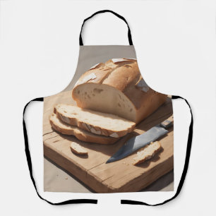 Rohes Brot und Scheiben auf Holzbrett Schürze