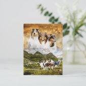 Rohes Collies Portrait & Schafherde + Quote - Postkarte (Stehend Vorderseite)