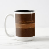 Rohes Fell-Browns Digital lederner Stich-Bügel Zweifarbige Tasse (Links)