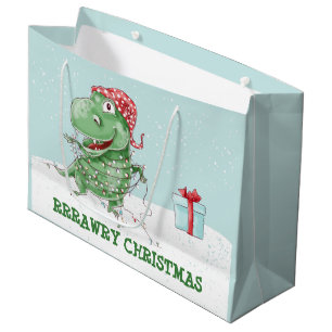 Rohes Weihnachts-Dinosaurier-Weihnachten Große Geschenktüte