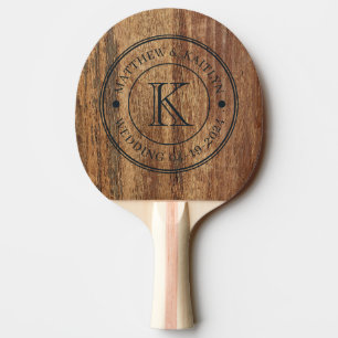 Rohes Zedernholz Hochzeitsmonogramm Tischtennis Schläger