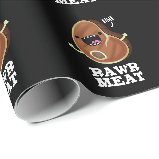 Rohfleisch Funny Raw Fleisch Pun Dark BG Geschenkpapier (Rolleneckpunkt)