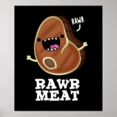Rohfleisch Funny Raw Fleisch Pun Dark BG Poster (Vorne)