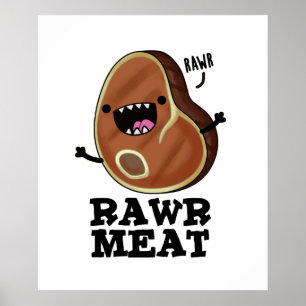 Rohfleisch Funny Raw Meat Pub Poster