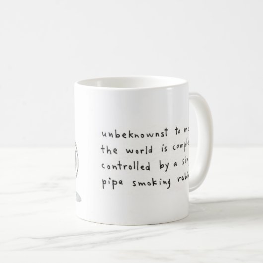 Rohr-rauchende Kaninchen-Tasse Kaffeetasse (VorderseiteRechts)