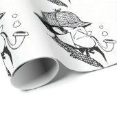 Rohr-rauchender Detektiv Geschenkpapier (Rolleneckpunkt)