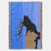 Röhrender Elch im Winter - Originale Wildlife-Kuns Decke (Vorderseite Vertikal)
