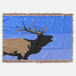 Röhrender Elch im Winter - Originale Wildlife-Kuns Decke