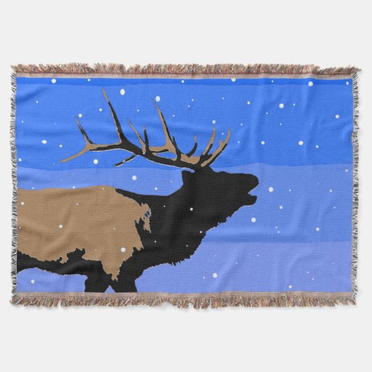 Röhrender Elch im Winter - Originale Wildlife-Kuns Decke (Vorderseite)