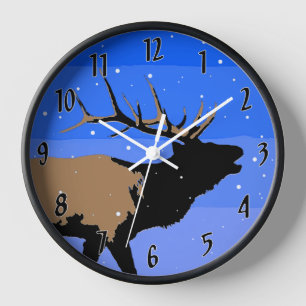 Röhrender Elch im Winter - Originale Wildlife-Kuns Uhr