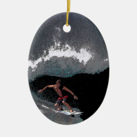 Rohrleitungs-Surfer-Weihnachtsverzierung Keramik Ornament (Vorne)