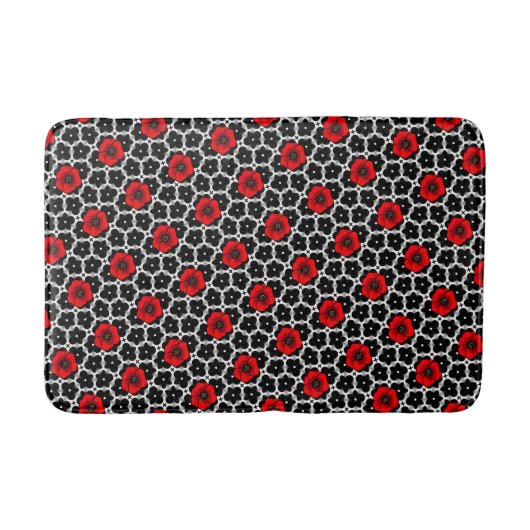 Rohroter Mohn auf Goth-Blumen Badematte (Vorderseite)