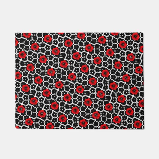 Rohroter Mohn auf Goth-Blumen Fußmatte (Vorderseite)