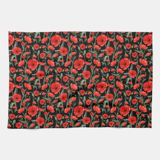 Rohroter Mohn Geschirrtuch (Horizontal)