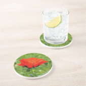 Rohroter Mohn Sandstein Untersetzer (Seite)