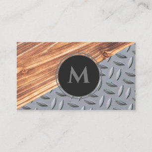 Rohstahl-Monogramm aus Bio Holz Visitenkarte