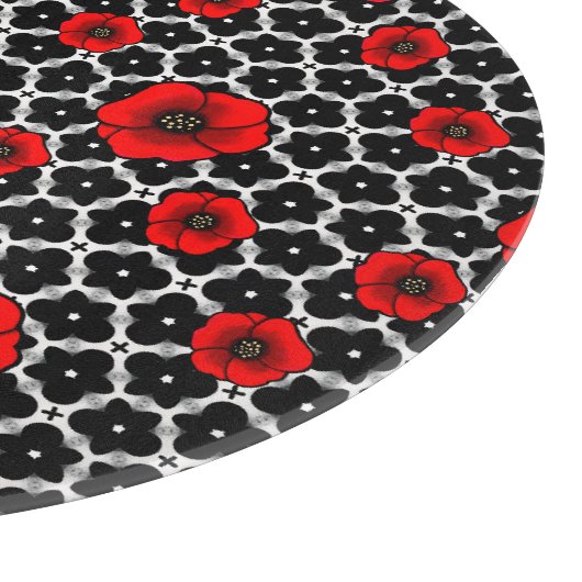 Rohter Mohn auf Gotischer Garten Schneidebrett (Ecke)
