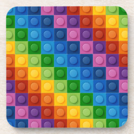 ROINBOW-FARBIGE KINDER, DIE BLÖCKE STACKEN GETRÄNKEUNTERSETZER