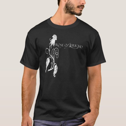 ROJ Rosen-Logo-Schwarzes T-Shirt (Vorderseite)