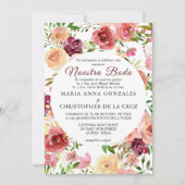 Roja Flores Boda Elegante Feierliche Hochzeit Einladung (Vorderseite)