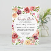 Roja Flores Boda Elegante Feierliche Hochzeit Einladung (Stehend Vorderseite)