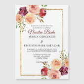 Roja Oro Flores Boda Elegante Spanische Hochzeit Magneteinladung (Vorderseite)