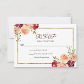 Roja Oro Flores Boda Elegante Spanische Hochzeit RSVP Karte (Vorderseite)