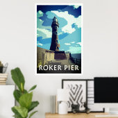 ROKER PIER, SUNDERLAND Vintag Style Poster (Heimbüro)