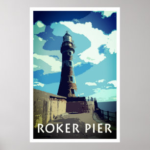 ROKER PIER, SUNDERLAND Vintag Style Poster