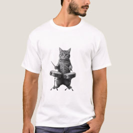 Rokin schwarze Katze _ Lustige Katzen Musikliebhab T-Shirt
