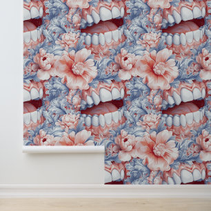 Rokoko Art Zehnt Blume Lächeln Zahnklinik Dekorati Tapete