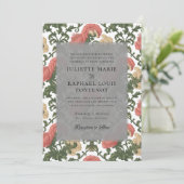 Rokoko Barock Floral All in One Wedding Einladung (Stehend Vorderseite)