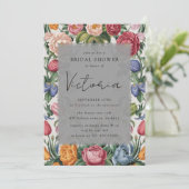 Rokoko Baroque Floral Brautparty Einladung (Stehend Vorderseite)