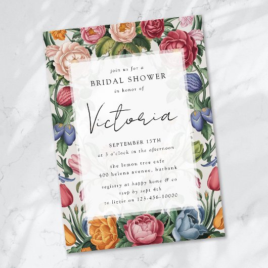 Rokoko Baroque Floral Brautparty Einladung