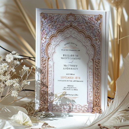 Rokoko Baroque Gold Arch Wedding Verziert Detectio Einladung