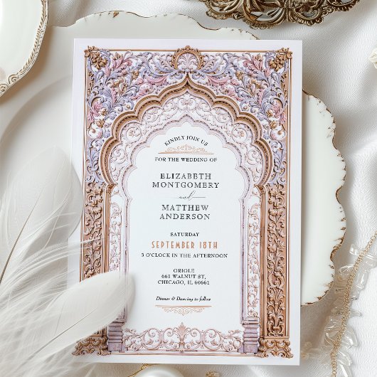 Rokoko Baroque Gold Arch Wedding Verziert Detectio Einladung