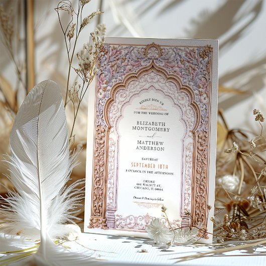 Rokoko Baroque Gold Arch Wedding Verziert Detectio Einladung