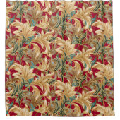 Rokoko Bliss Pattern| Rot-Grün-Gold Duschvorhang (Vorderseite)