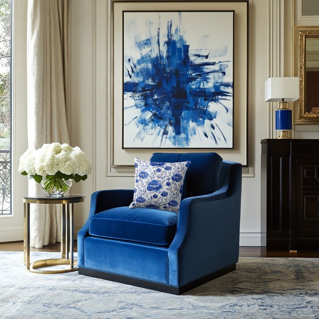 Rokoko Blue Floral Elegance Kissen (Von Creator hochgeladen)