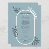 Rokoko Blue Simple Wedding Menu Card Menükarte (Vorne/Hinten)