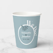 Rokoko Blue Simple Wedding Pappbecher (Rückseite)