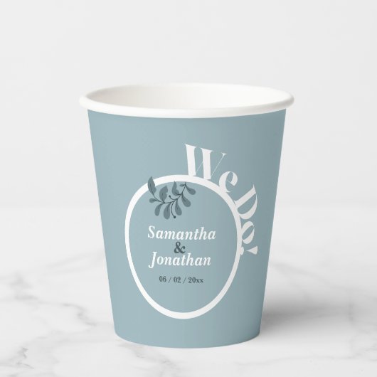 Rokoko Blue Simple Wedding Pappbecher (Vorderseite)