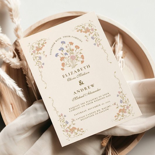 Rokoko Blumenantik Einladung