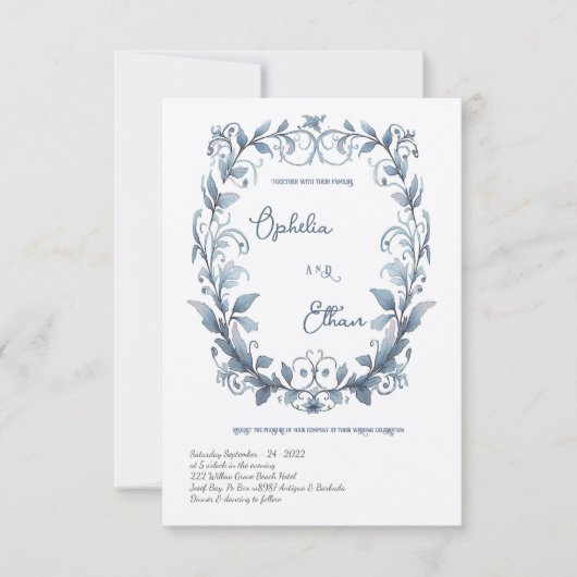 Rokoko Blumenstrauß Einladung (Vorderseite)