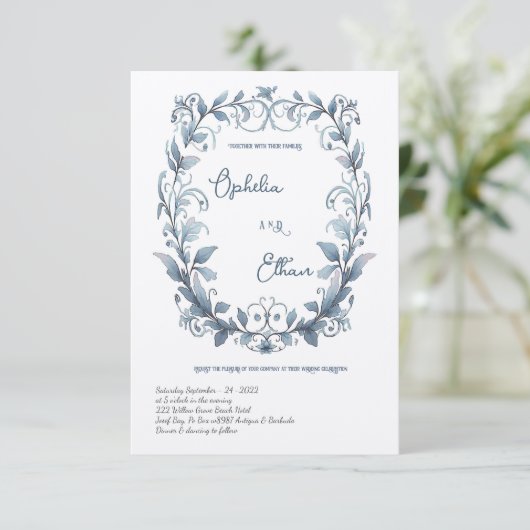 Rokoko Blumenstrauß Einladung (Stehend Vorderseite)