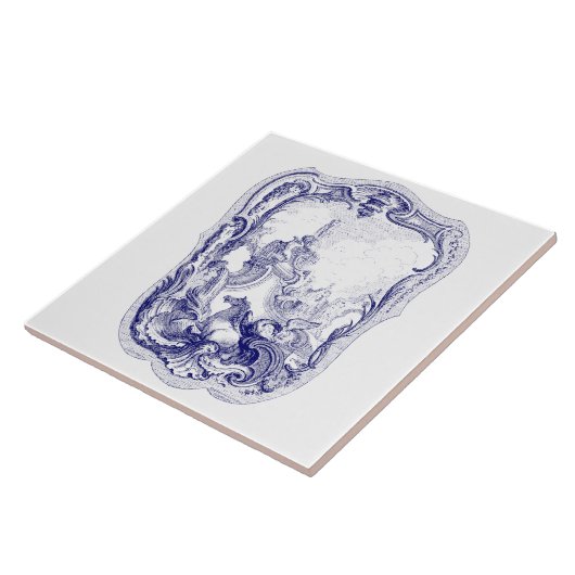 Rokoko Cartouche Mermaids Fliese (Seite)