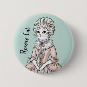 Rokoko Cat - Elegante Vintage Katze Kunst Button (Vorderseite)