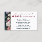 Rokoko Damask & Elegante florale soziale Netzwerke Visitenkarte (Rückseite)