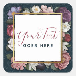 Rokoko Damask & Elegante Vintage Weibchen Quadratischer Aufkleber