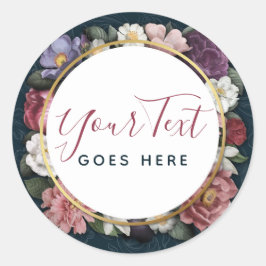 Rokoko Damask & Elegante Vintage Weibchen Runder Aufkleber